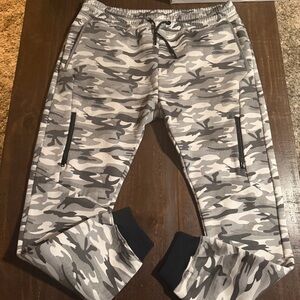 Encrypted NYC Gray Camo Joggers with Zippered Pockets XXL